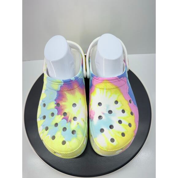 Crocs Platform Classic Womens Size 10 Tie Dye Comfort Slip On Clogs 207151 Shoes - Picture 3 of 10